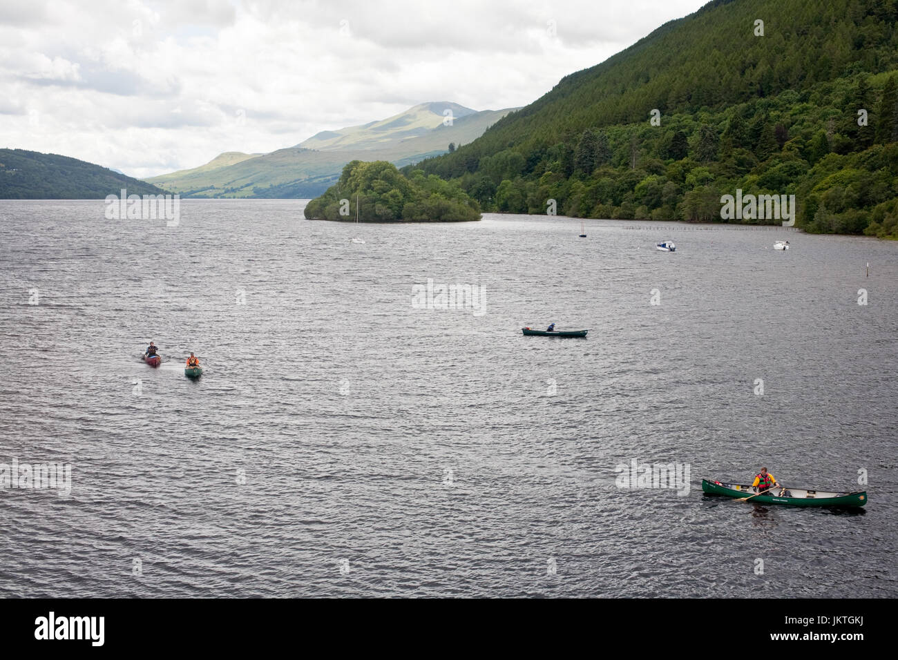 Canoeists on Loch Tay Stock Photo Alamy