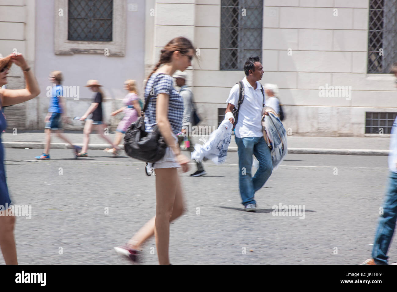 Illegal street sellers selling fake designer and Poor quality objects