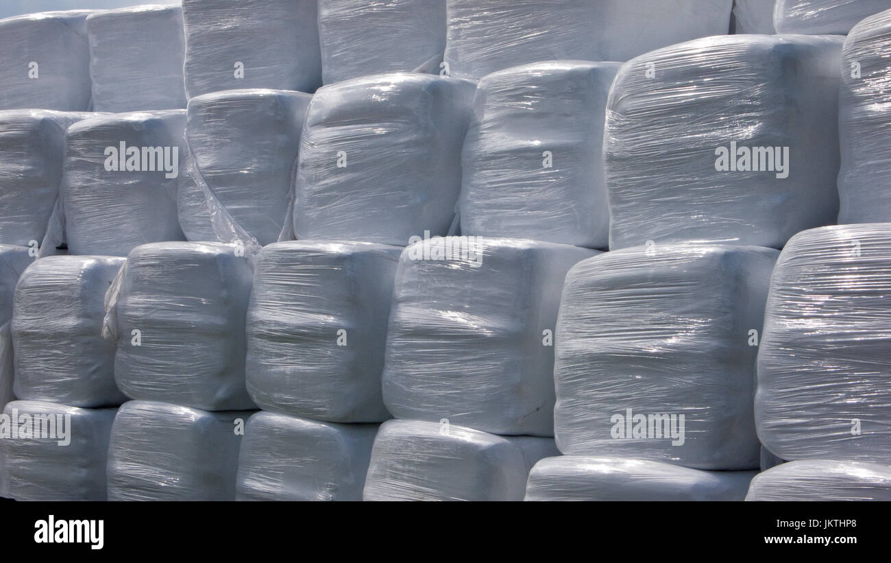 Wrapped Hay Bales Stock Photo Alamy