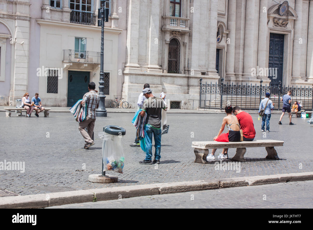 Illegal street sellers selling fake designer and Poor quality objects