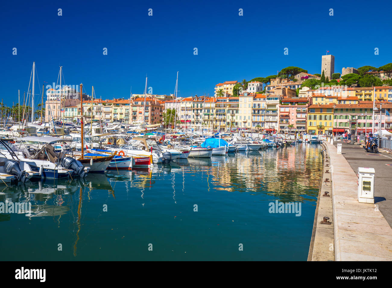 CANNES, FRANCE July 2017 Harbor in Cannes city with colorful houses