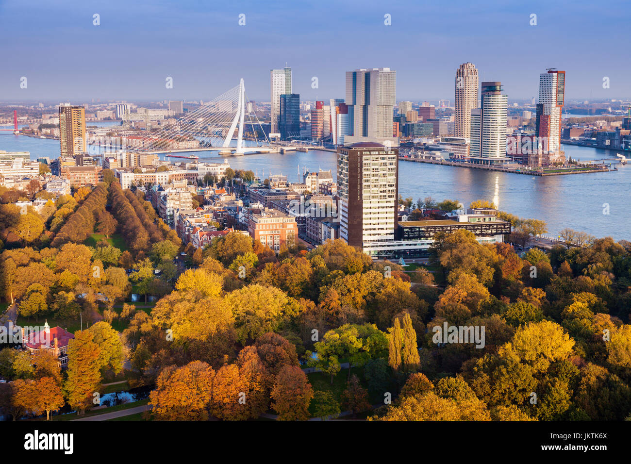 Aerial panorama of Rotterdam. Rotterdam, South Holland, Netherlands. Stock Photo