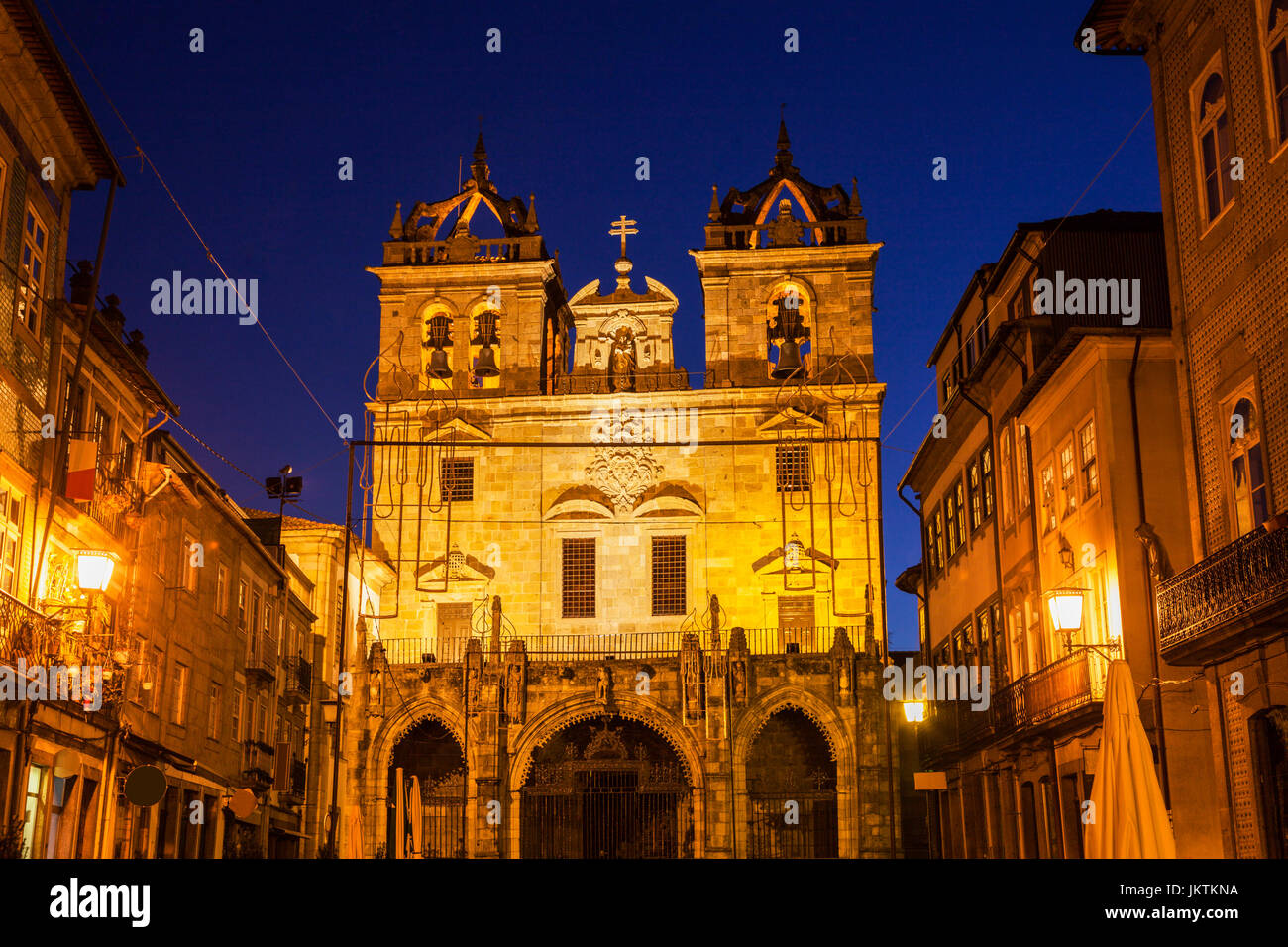 Braga Cathedral at dawn. Braga, Norte Region, Portugal. Stock Photo