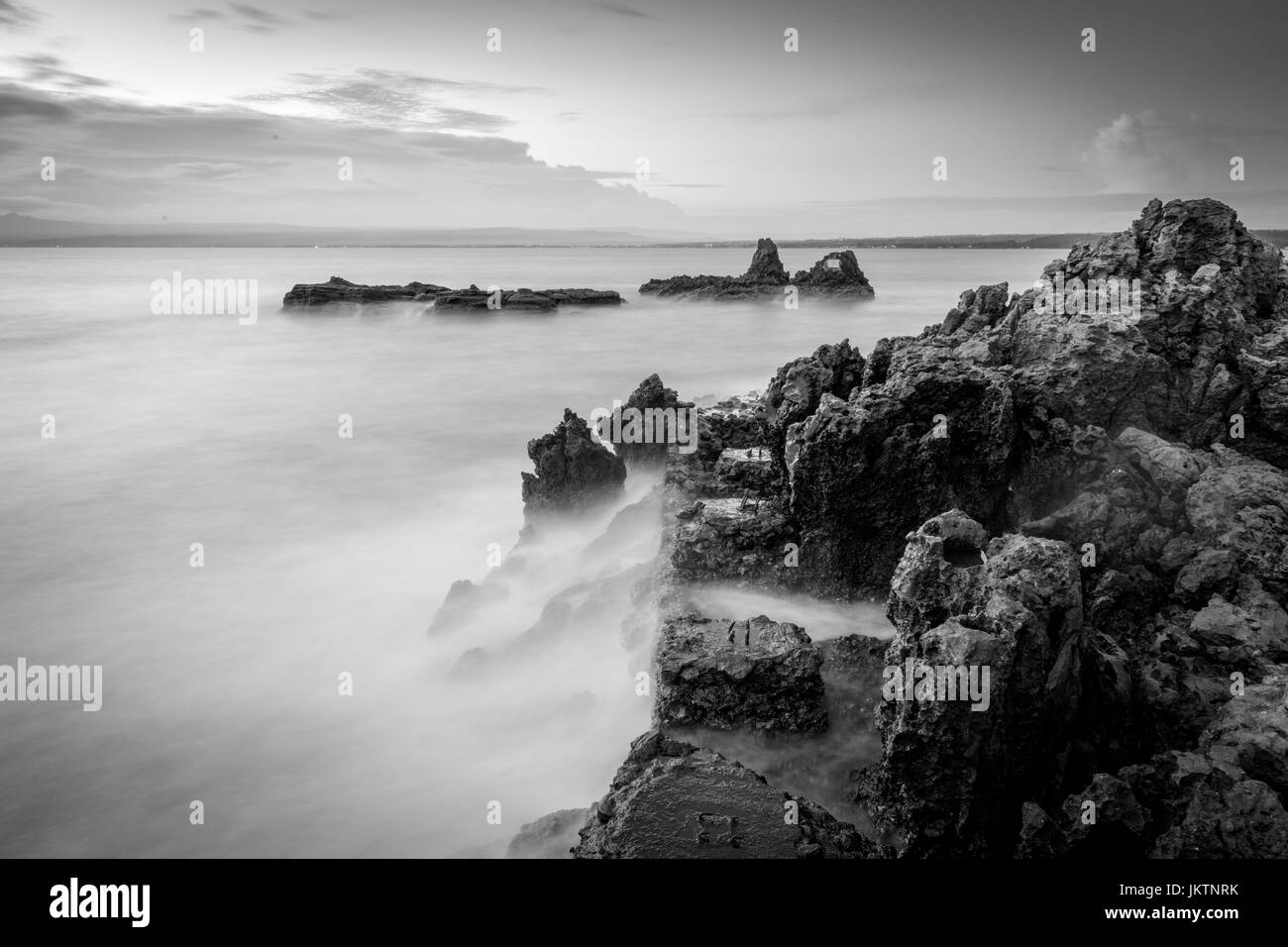 Long Exposure Image Of A Rocky Beach In Anilao Philippines Long