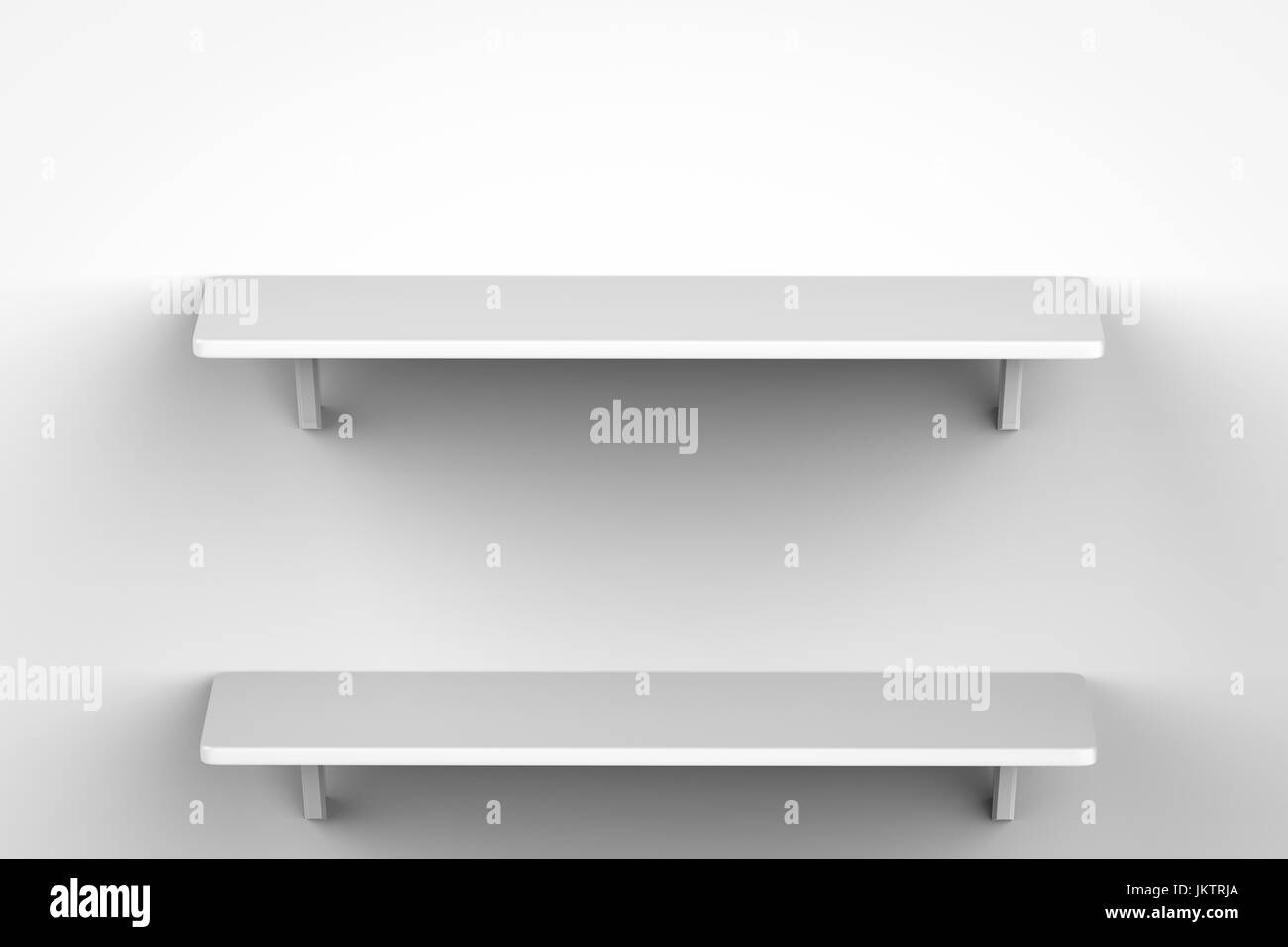3d rendering white shelves on wall Stock Photo Alamy