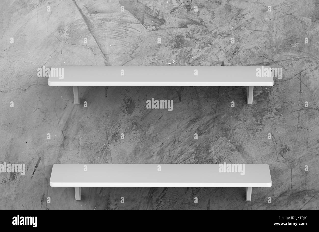 3d rendering white shelves on wall Stock Photo Alamy