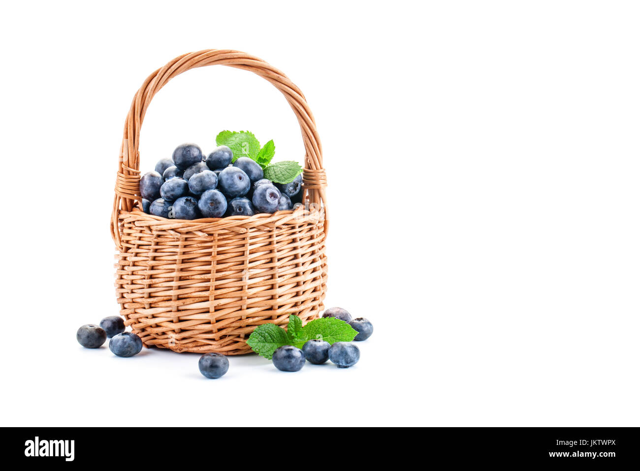 Basket with blueberries isolated on white background Stock Photo - Alamy