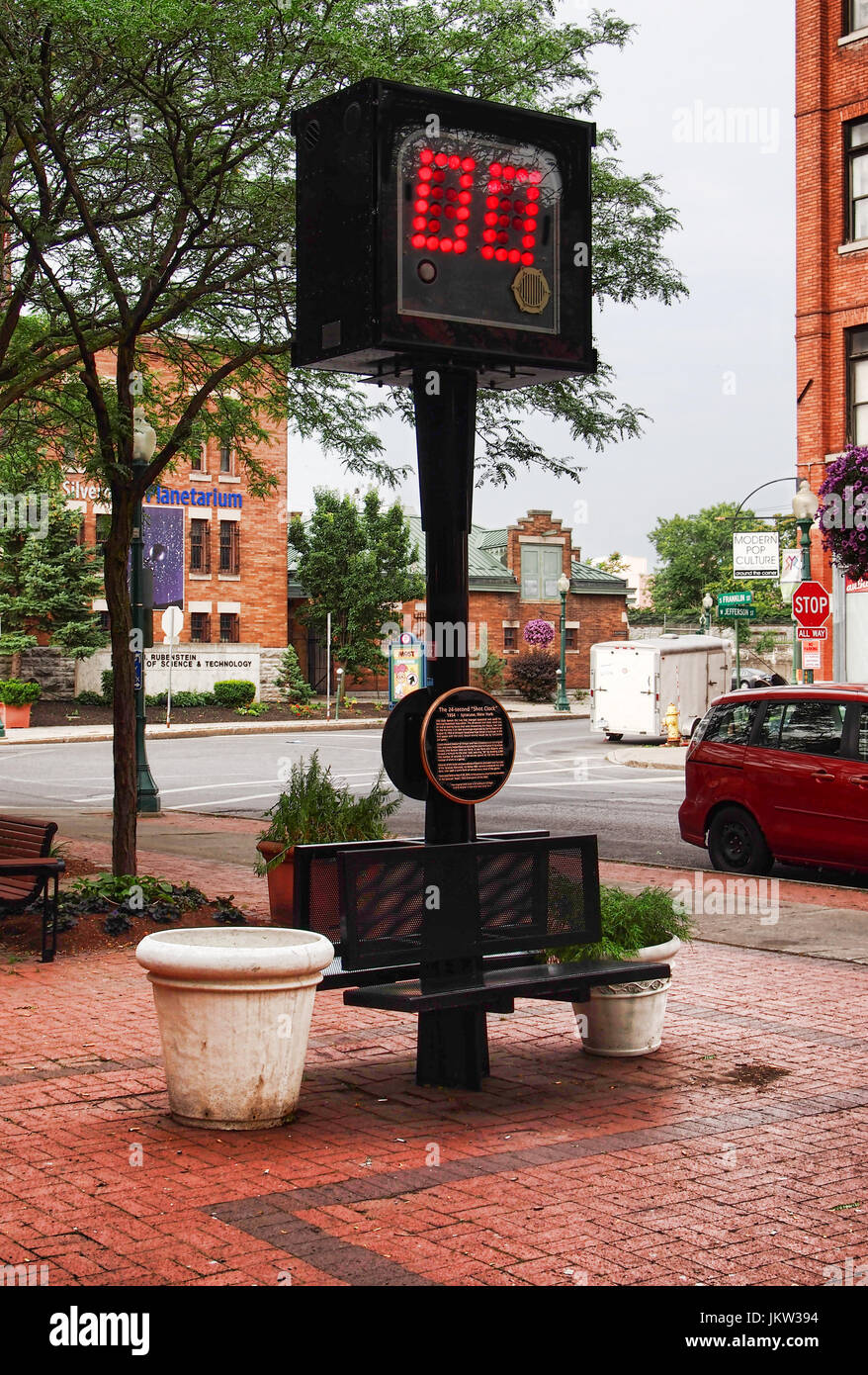 Syracuse, New York, USA. July 23, 2017. The 24 Second Shot Clock Memorial on South Franklin