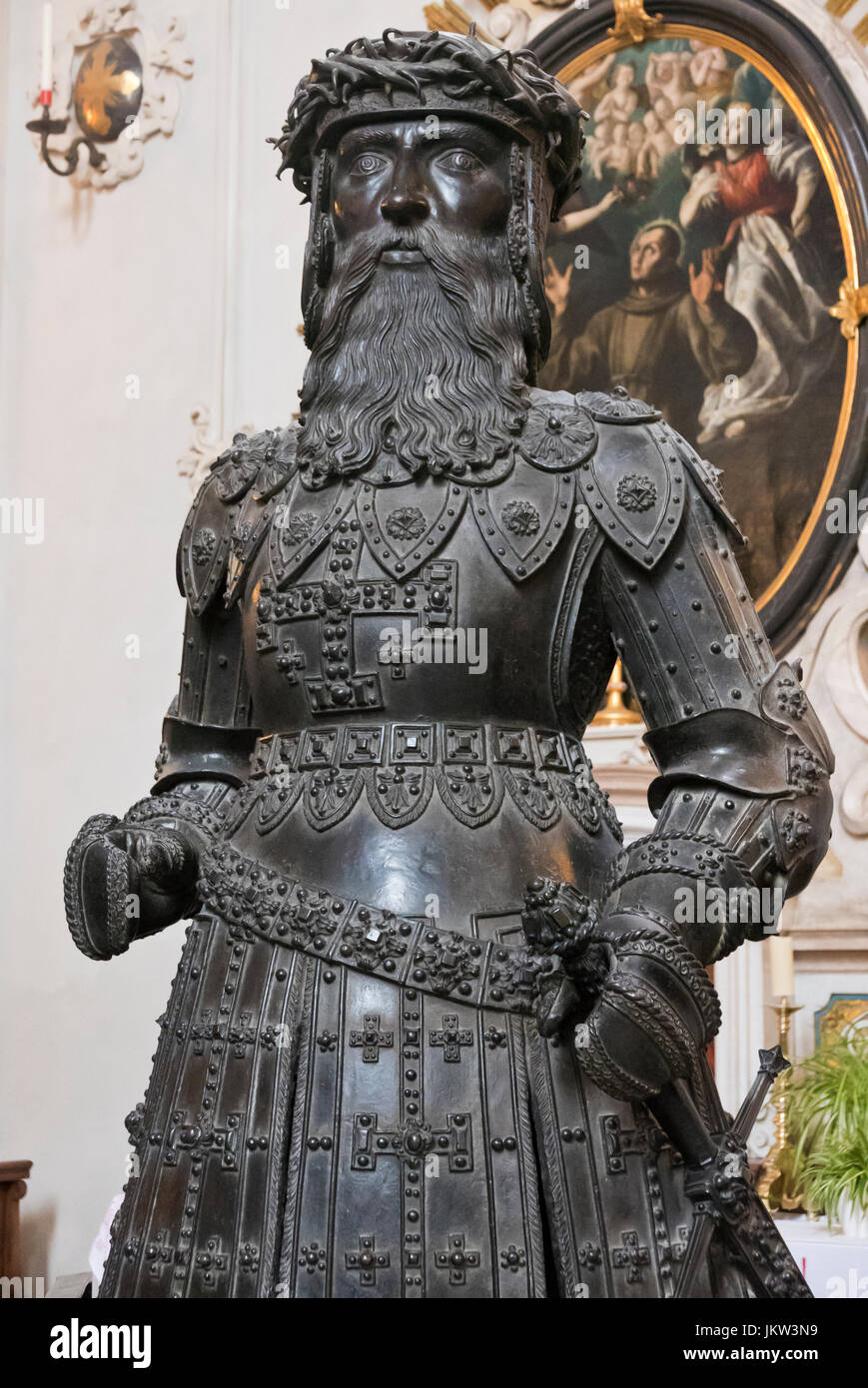A bronze statue of Godfrey of Bouillon in the Hofkirche (Court church