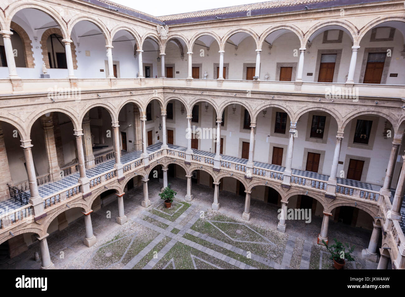 Interior court of Palazzo dei Normanni, Palace of the Normans, Palermo