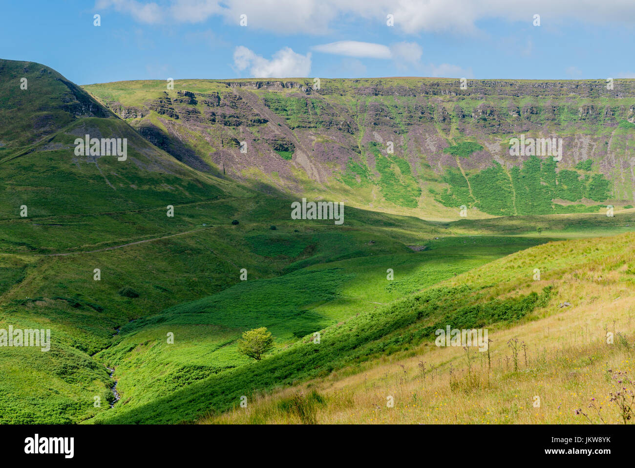 High Cliffs and Reclaimed Mining Land Cwmparc, Rhondda Valley Stock Photo