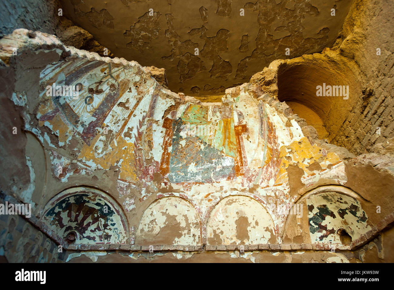 Ägypten, Assuan, Simeonskloster, Reste des Freskos in der Kuppel der Apsis Stock Photo