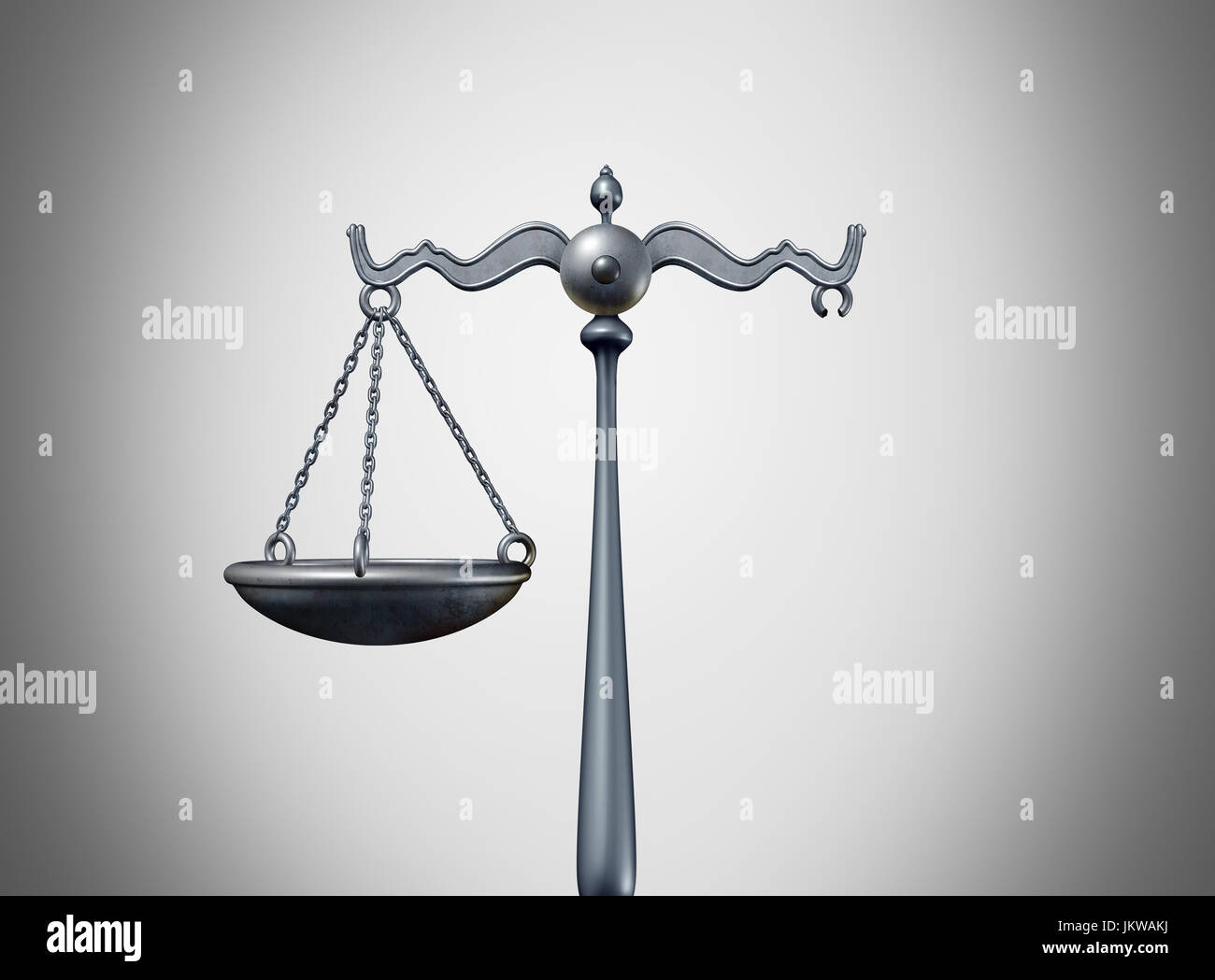 Broken law legal problem and justice system trouble concept as a scale of justice missing a piece as a metaphor for laws or regulation problems. Stock Photo
