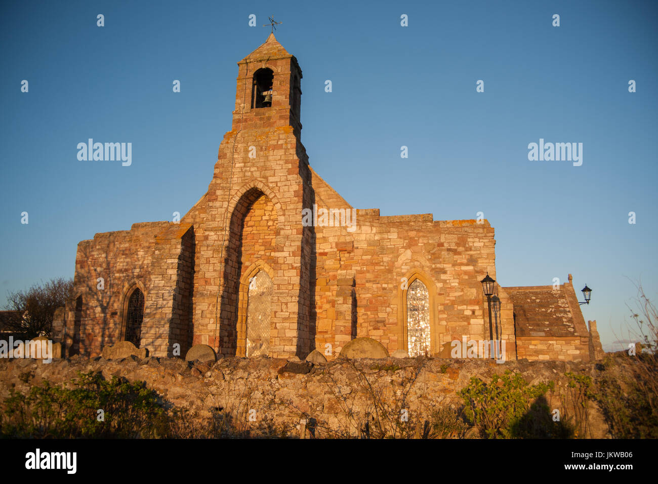 Saint Marys church on holy island Stock Photo