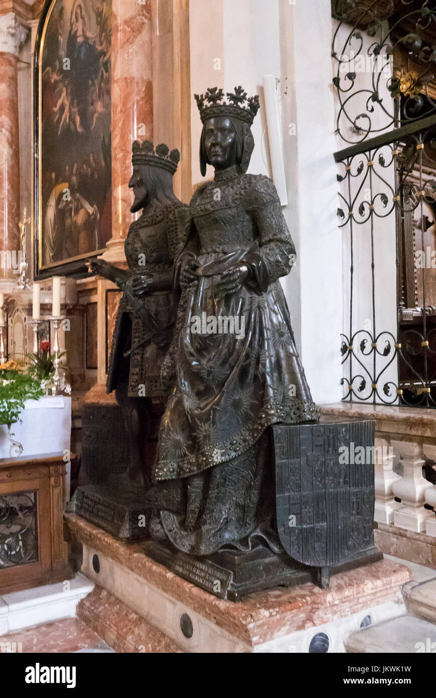 Bronze statues of Ferdinand II of Aragon and Joan of Castillein the ...