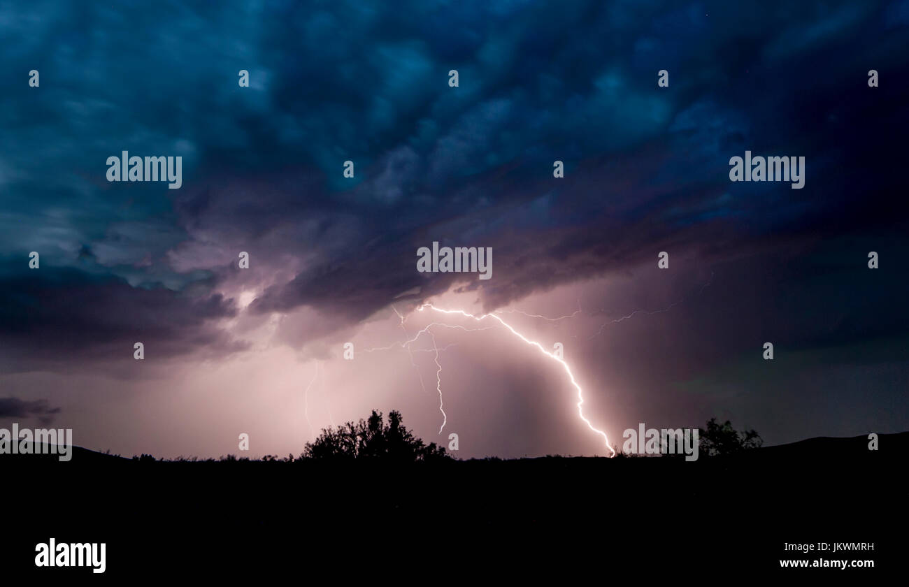 Lightning storm in Big Bend National Park Stock Photo