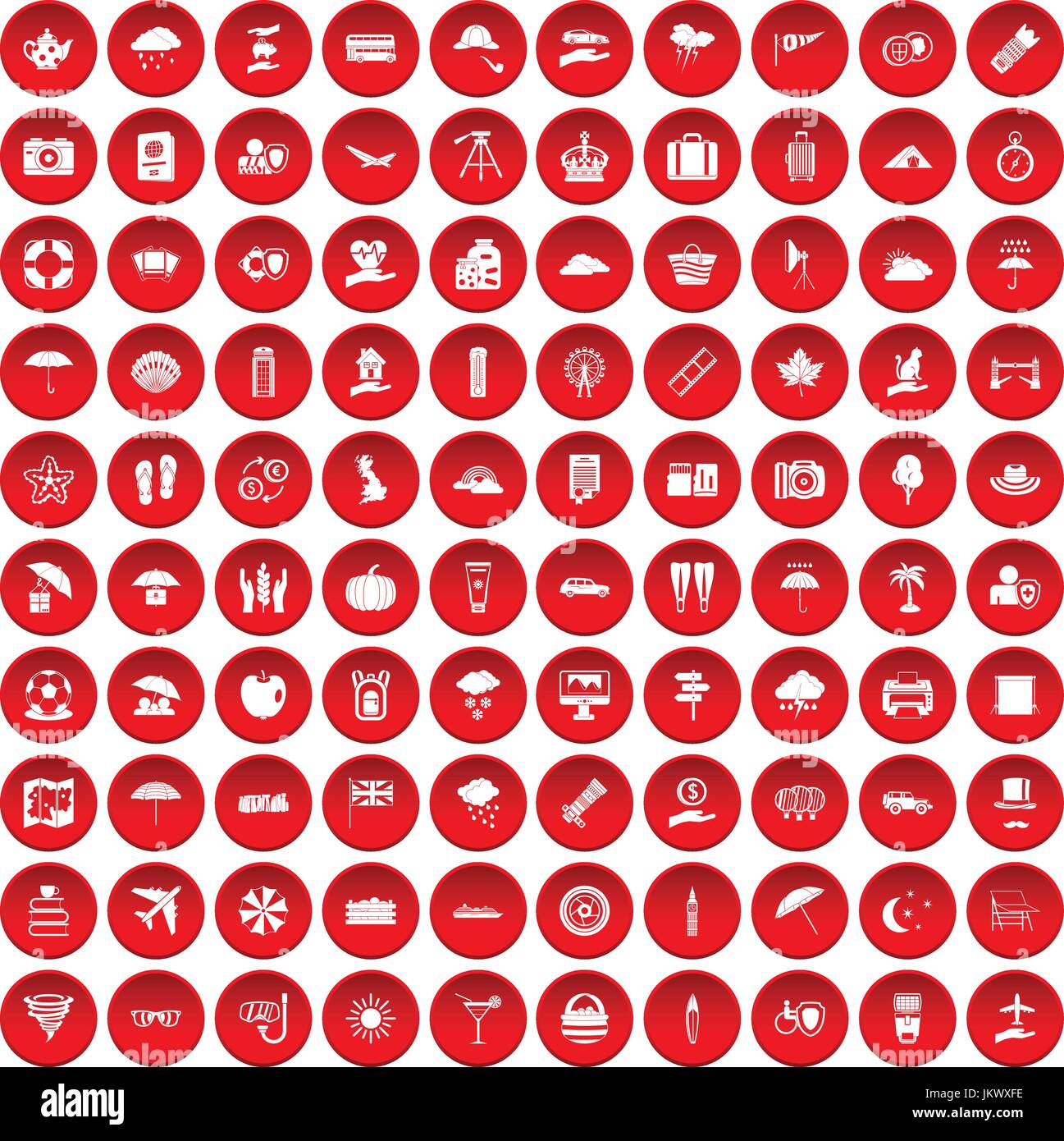 100 umbrella icons set red Stock Vector Image & Art - Alamy