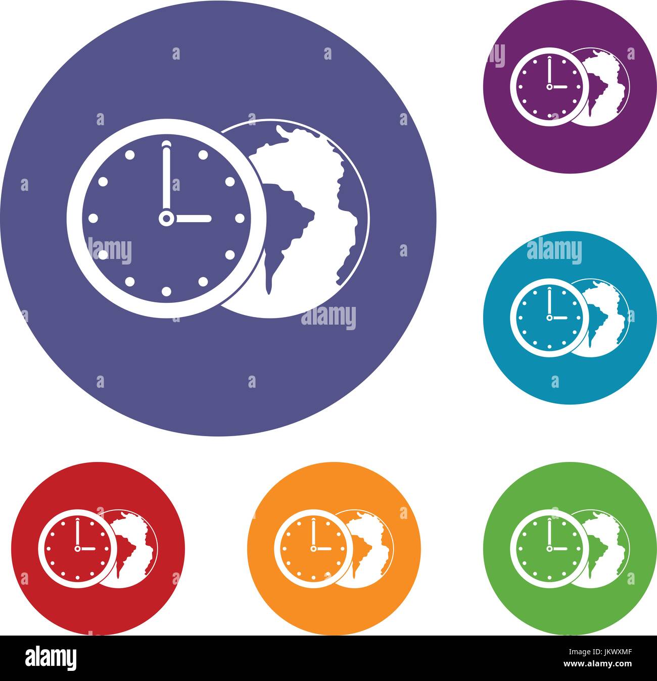 World planet with watch icons set Stock Vector Image & Art - Alamy