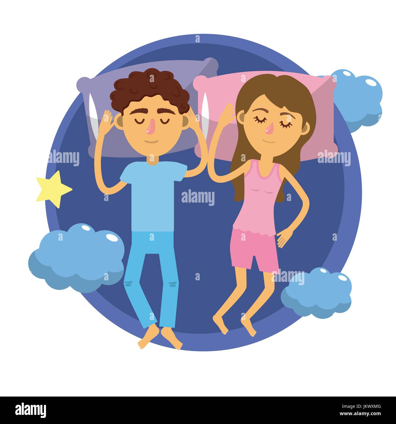 Couple Sleep Night Dark Stock Vector Images Alamy