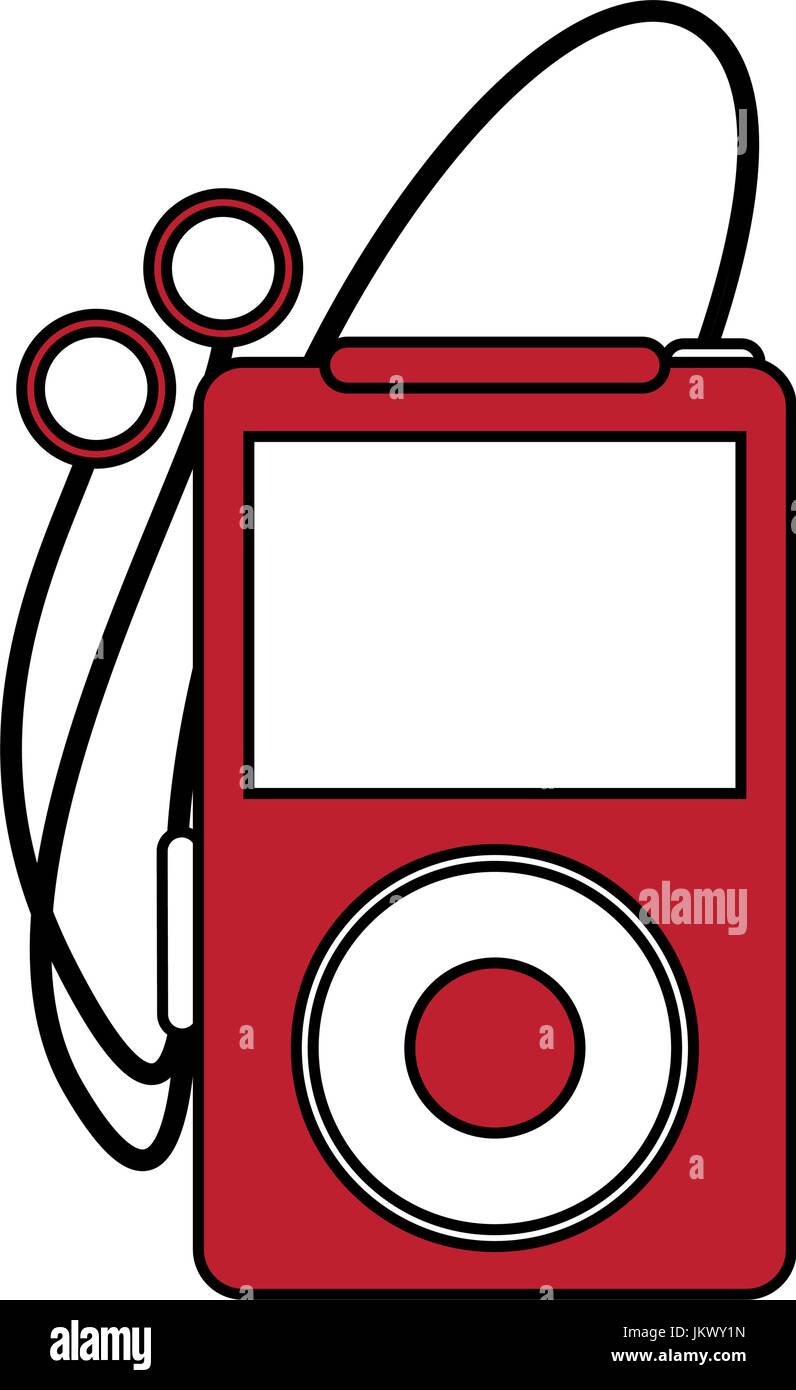 portable music player with earphones icon image Stock Vector Image ...