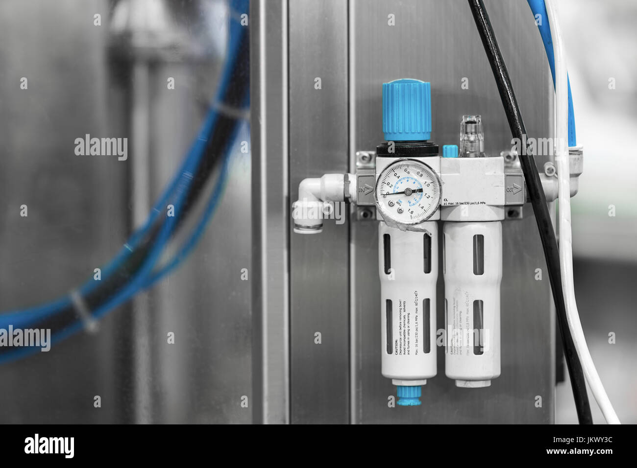 Compressed Air Filter Regulator Lubricator Stock Photo Alamy