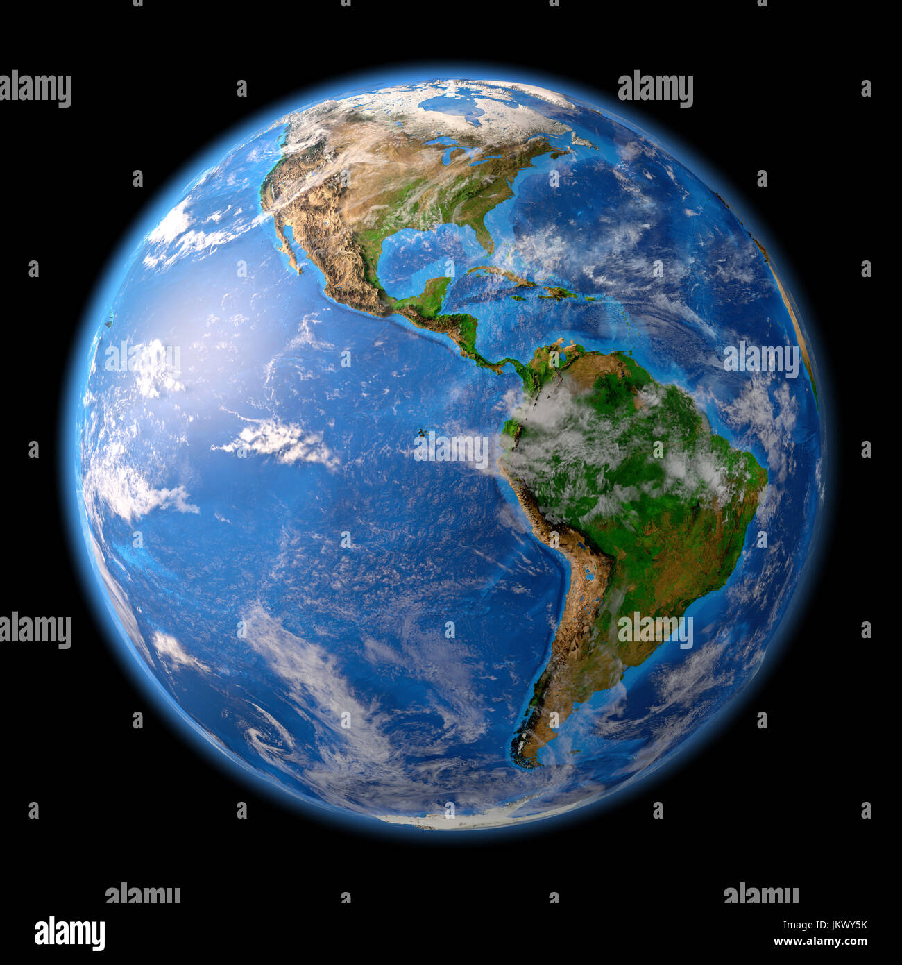 Planet earth. High detailed satellite view of the Earth and its landforms, focused on the American continent. 3D illustration, elements of this image  Stock Photo