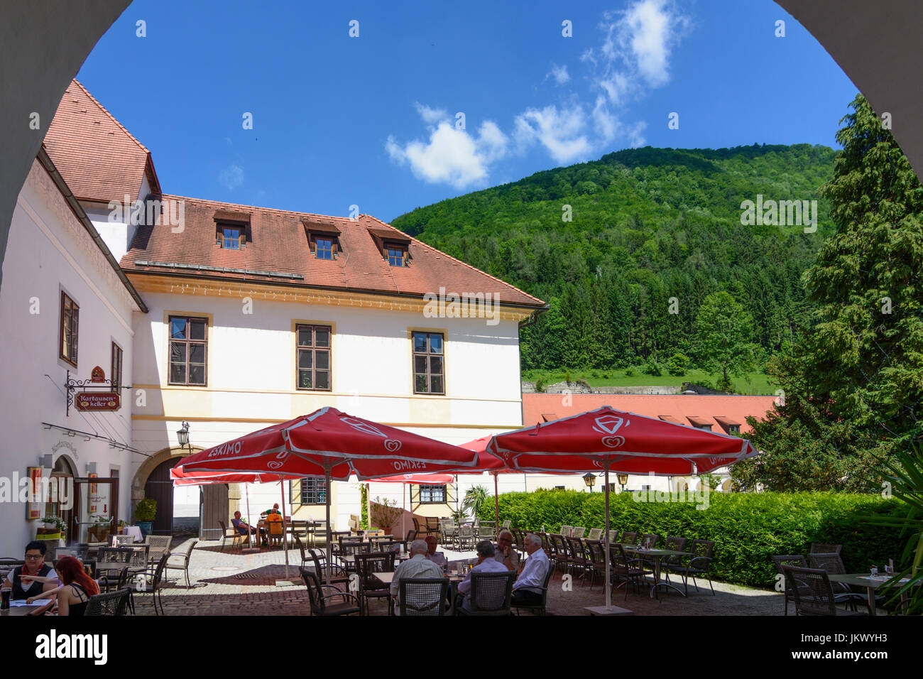 Kartause (Charterhouse) Gaming (Kartause Maria Thron), former Carthusian monastery, restaurant, Gaming, Mostviertel, Niederösterreich, Lower Austria,  Stock Photo