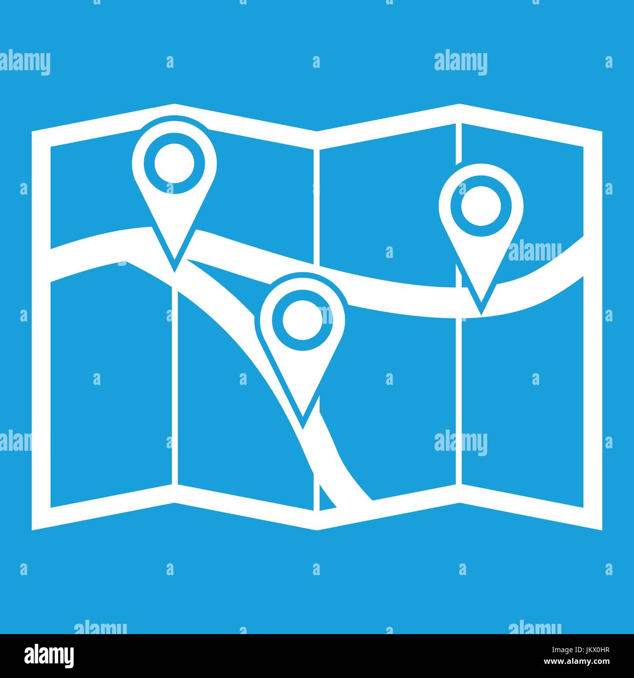 Map with pin pointers icon white Stock Vector Image & Art - Alamy