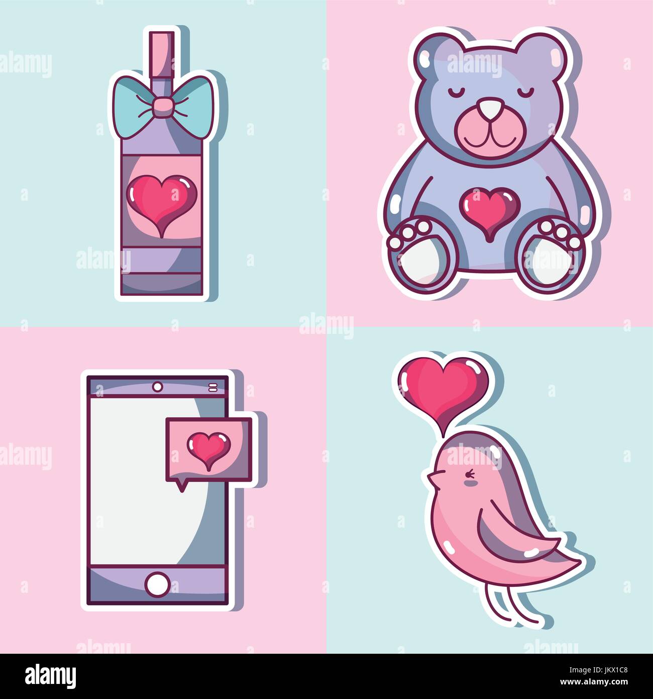 set champagne with teddy bear and lover Stock Vector Image & Art - Alamy