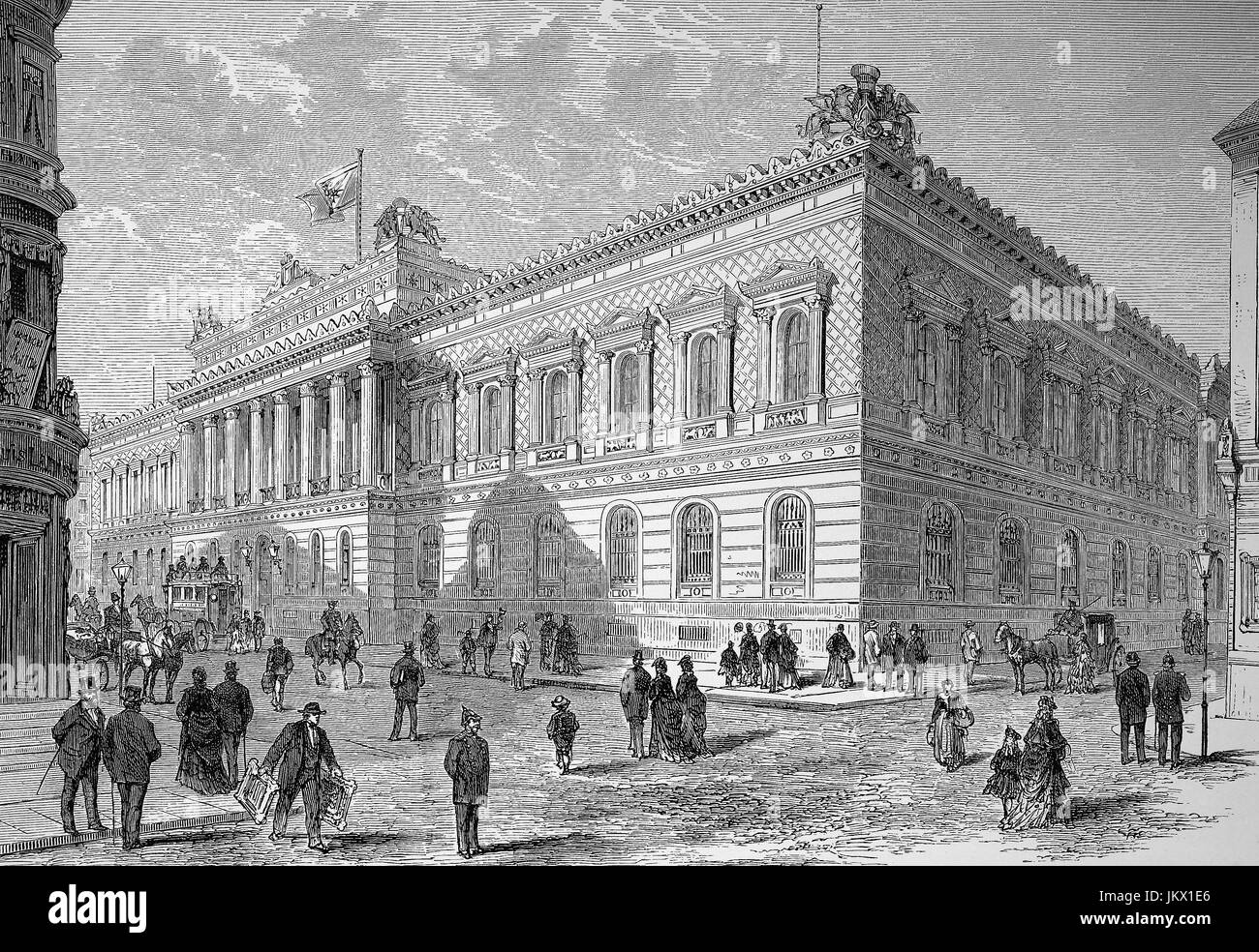 Digital improved:, The building of the Reichsbank in Berlin, Germany, illustration, The Reichsbank was the central bank of Germany from 1876 until 1945, publication from the year 1882 Stock Photo