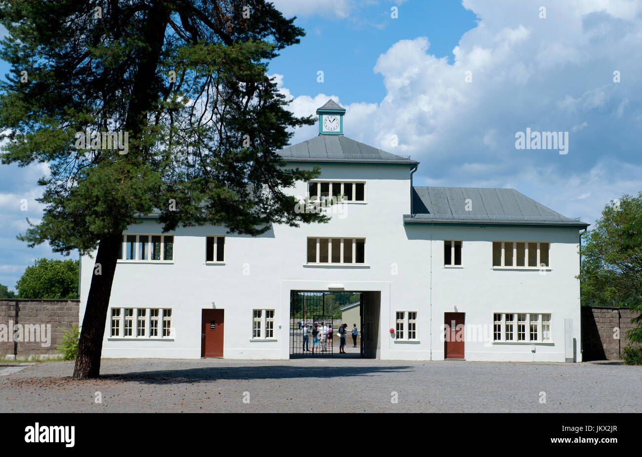 Gatehouse at the entrance to Sachsenhausen Concentration Camp, Oranienburg, Germany Stock Photo
