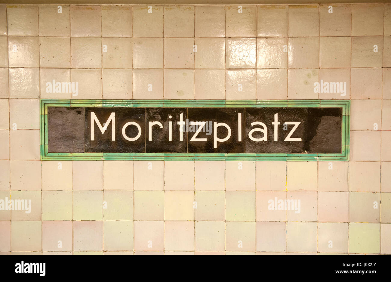 Interior signage for Moritzplatz U-Bahn station, Berlin, Germany Stock Photo