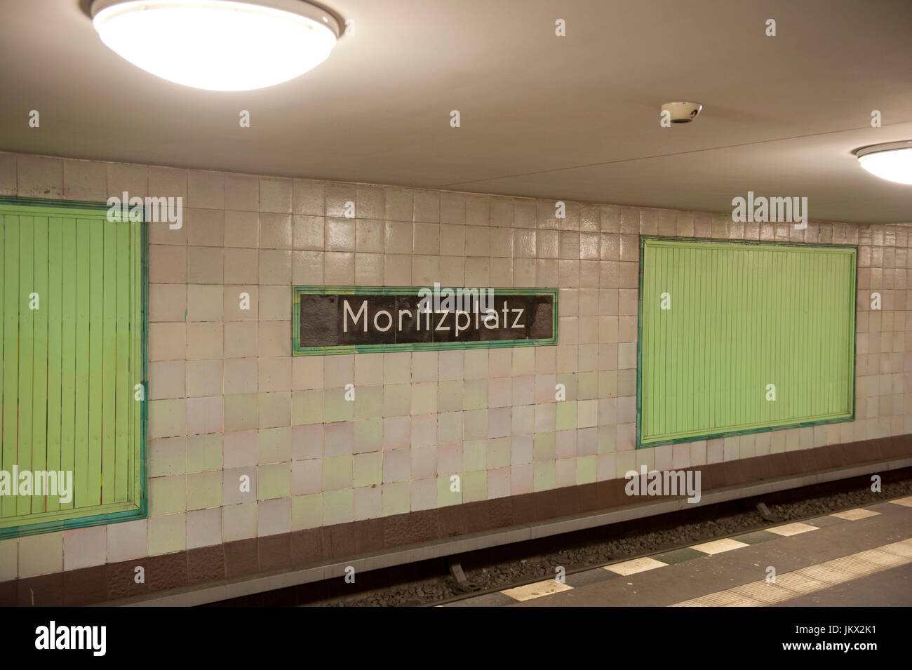 Interior signage for Moritzplatz U-Bahn station, Berlin, Germany Stock Photo