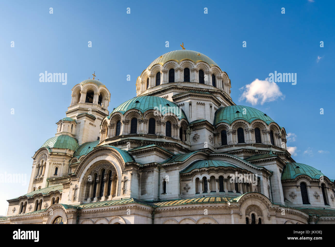 Aleksander Nevski cathedral with blue sky, Sofia, Bulgaria, Europe Stock Photo