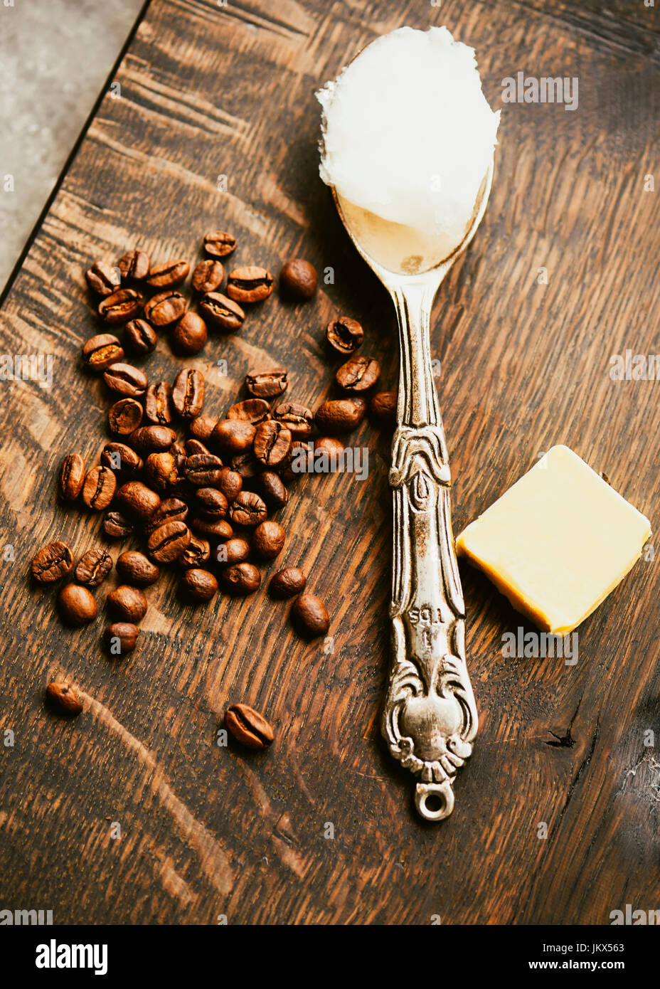 coffee beans, butter, coconut oil Stock Photo Alamy