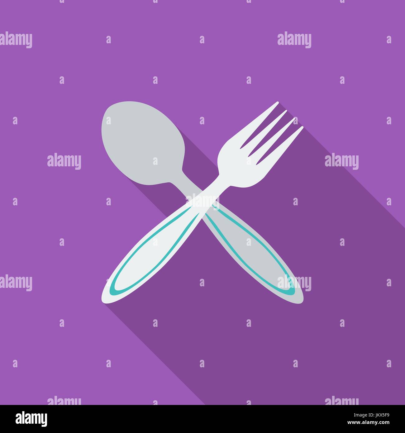 Spoon, fork icon. Flat vector related icon with long shadow for web and ...