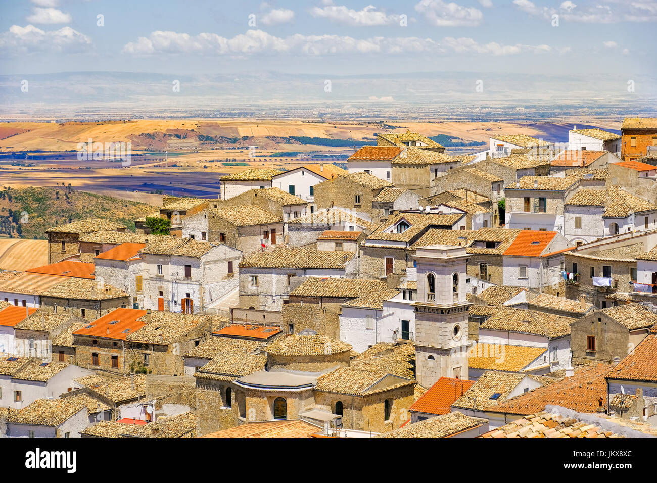 the apulia village of Bovino - Foggia province - Italy and the Tavoliere delle Puglie on the background Stock Photo