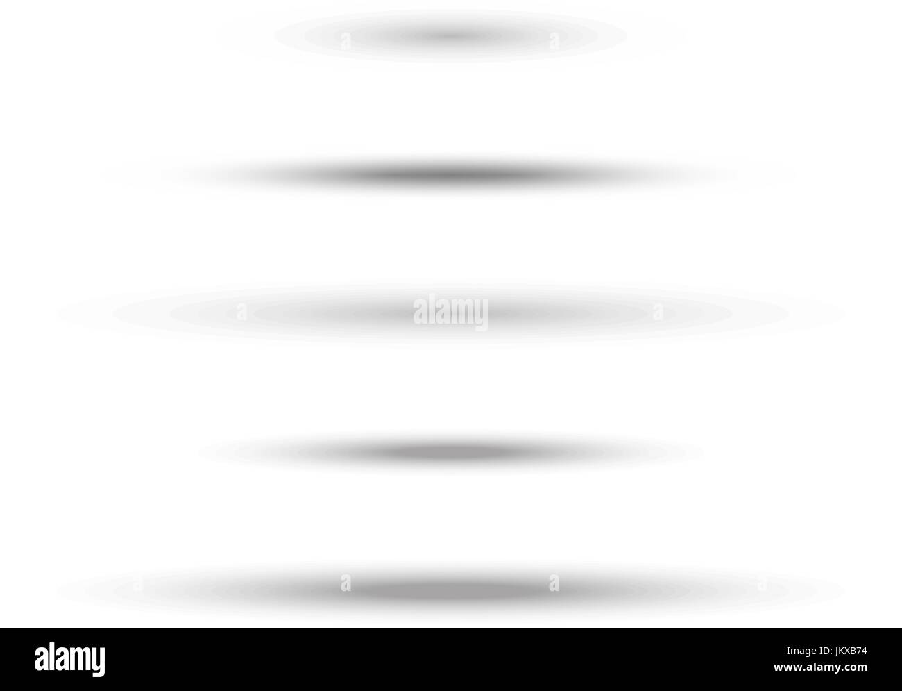 Transparent oval soft shadow for web site block divide set on white background Stock Vector