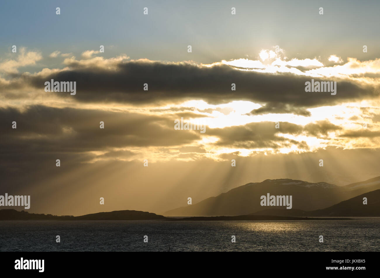 sunset midnight arctic finnmark norway Stock Photo