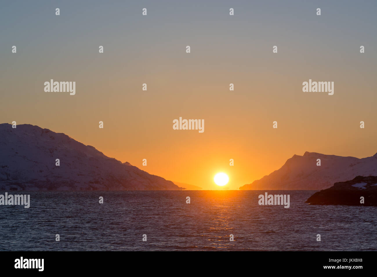 sunset midnight arctic finnmark norway Stock Photo