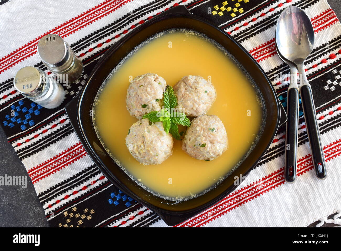 Meatballs with mint and rice in a lemonegg sauce. Traditional greek
