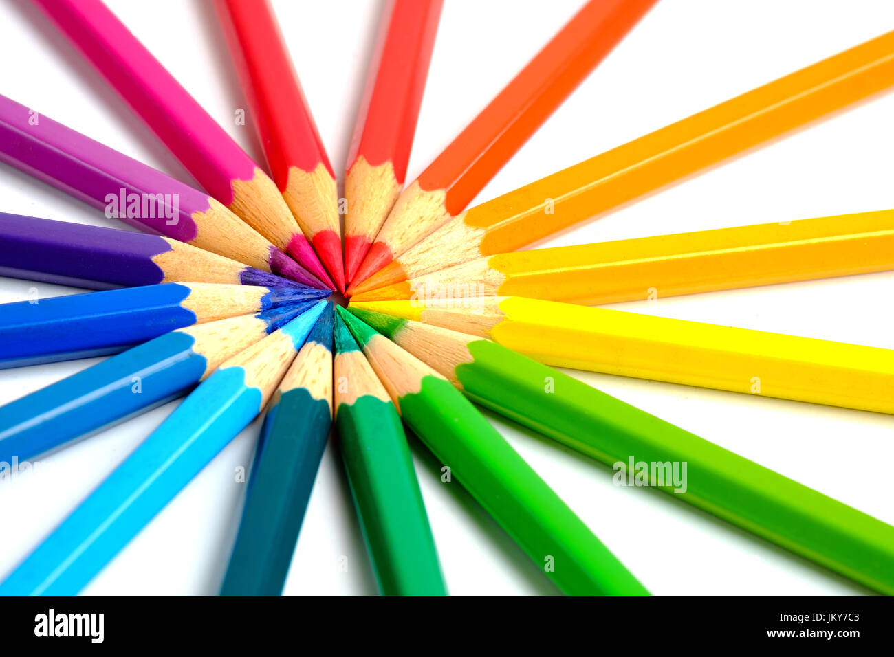 Circling coloring pencils Stock Photo