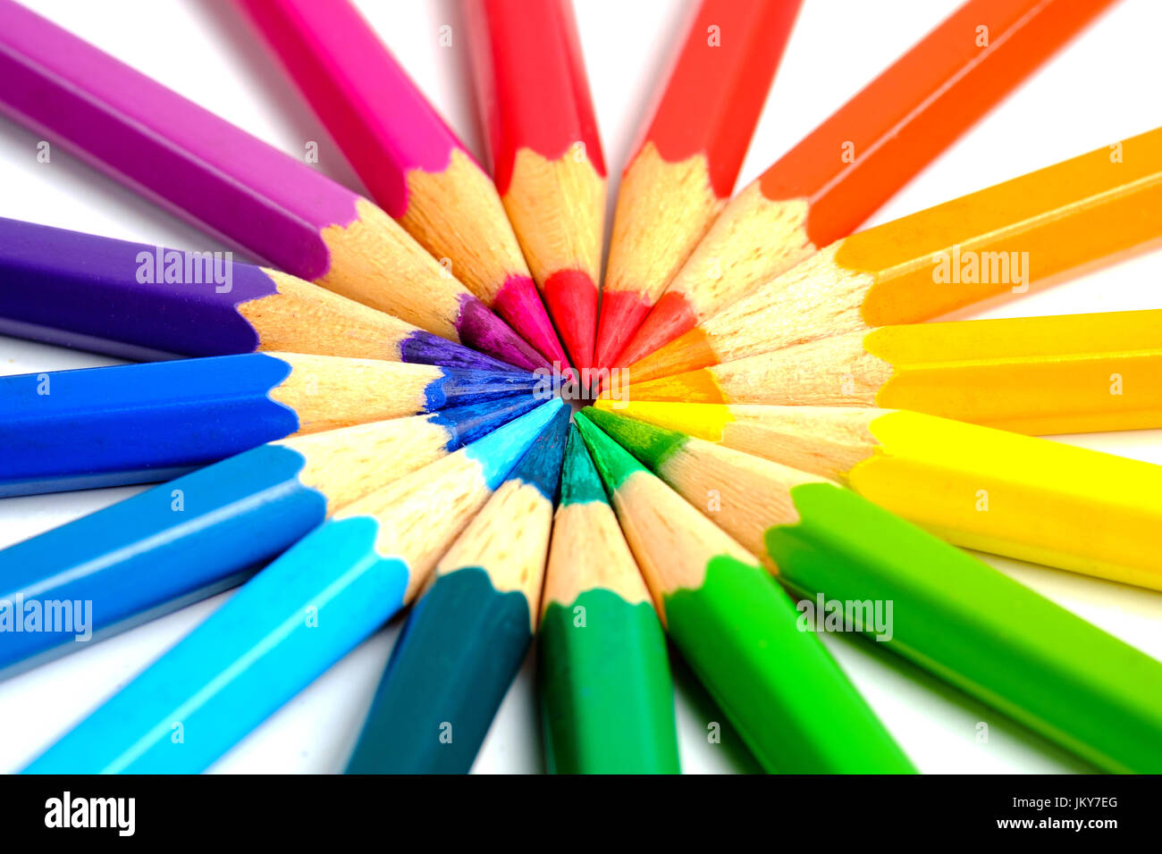 Circling coloring pencils Stock Photo