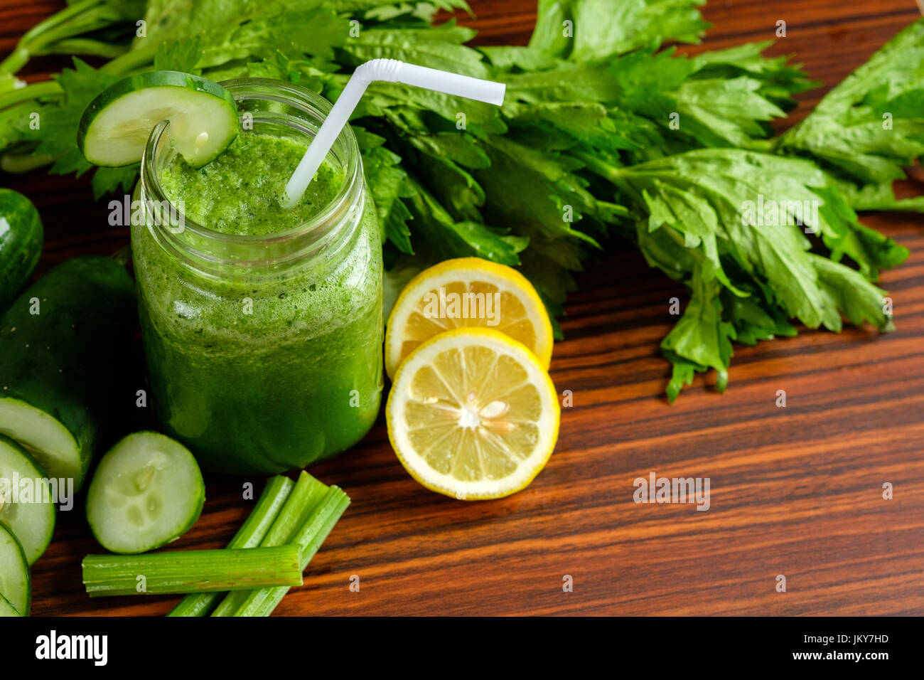 Celery and cucumber smoothie Stock Photo Alamy