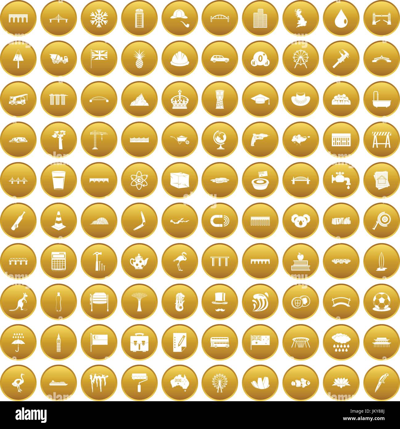 100 bridge icons set gold Stock Vector Image & Art - Alamy