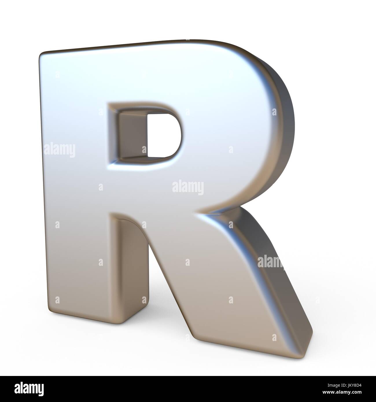 Metalic Lettering Digital R Metal font LETTER R 3D render illustration isolated on white background ...