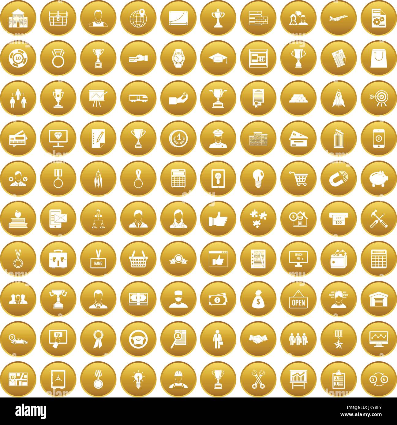 100 business career icons set gold Stock Vector Image & Art - Alamy
