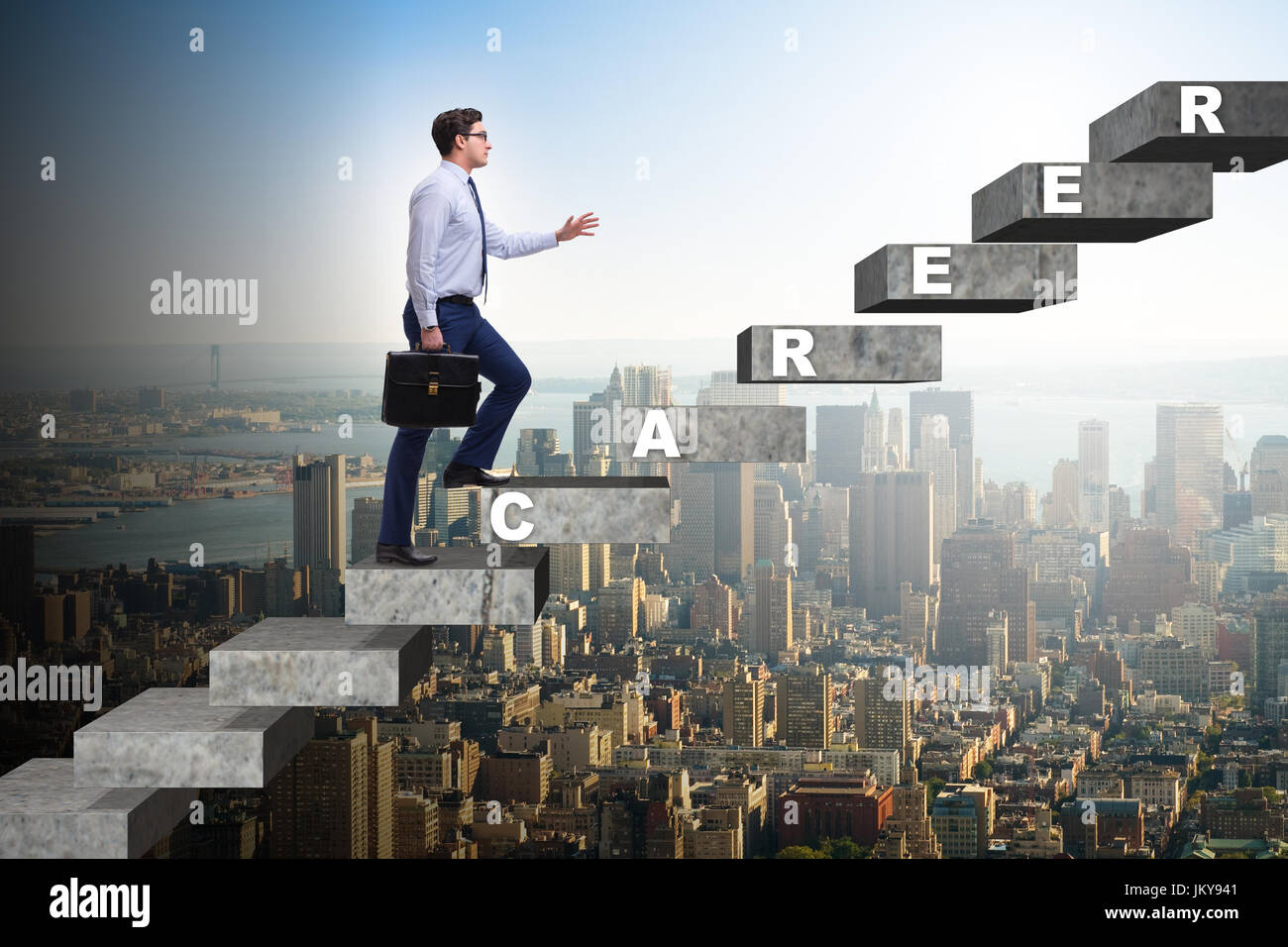 Businessman climbing career ladder in business concept Stock Photo - Alamy