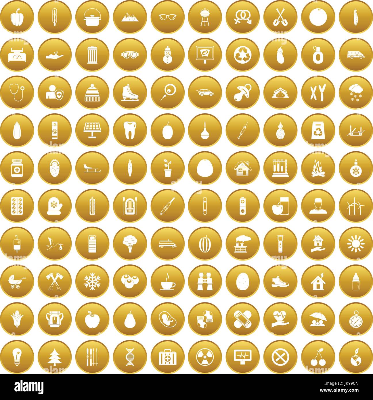 100 child health icons set gold Stock Vector Image & Art - Alamy