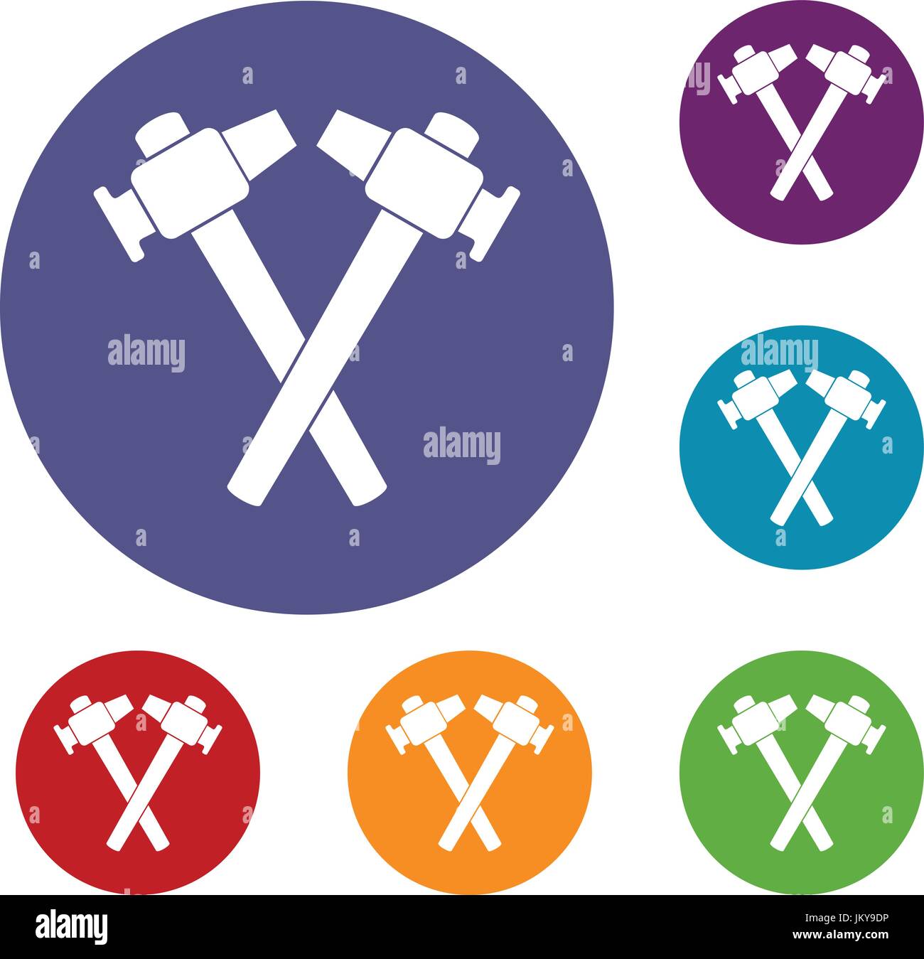 Crossed blacksmith hammer icons set Stock Vector Image & Art Alamy